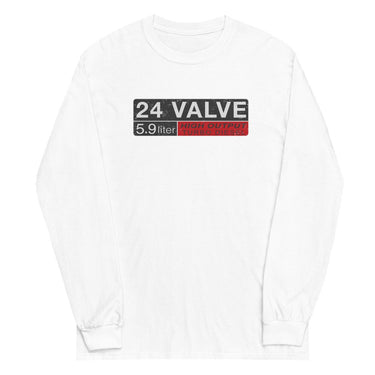 24 Valve 5.9 Diesel Engine Long Sleeve Shirt in white